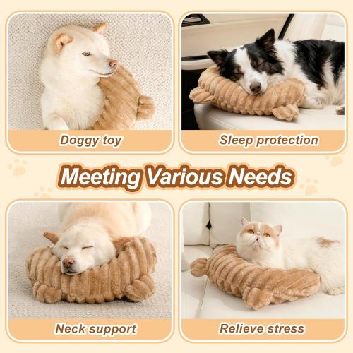 Jiupety Dog Calming Pillow, Soft and Neck-Friendly, Washable Pet Neck Pillows for Small Medium Large Dogs and Cats, 14 x 9, Coffee