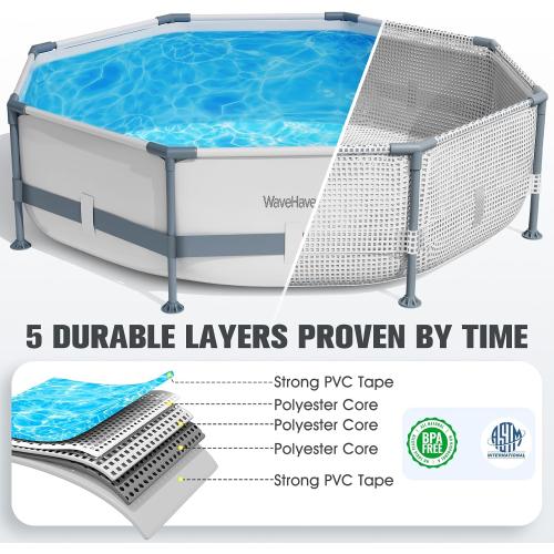 Above Ground Pool,10ft x 30in Frame Deep Swimming Pool,Round Family Pool,Large Above Ground Pool Easy Set,1200 Gallon Pool,Outdoor Backyard Pool for Kids,Adults-Grey,Pump Not Included