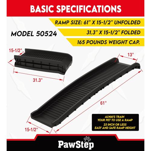 PawStep 50524 61 Portable Folding Pet Ramp, Black