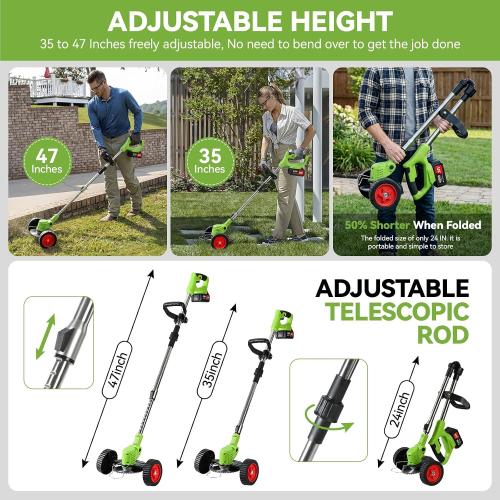 Weed Wacker Cordless,24v Electric Weed Eater Battery Powered