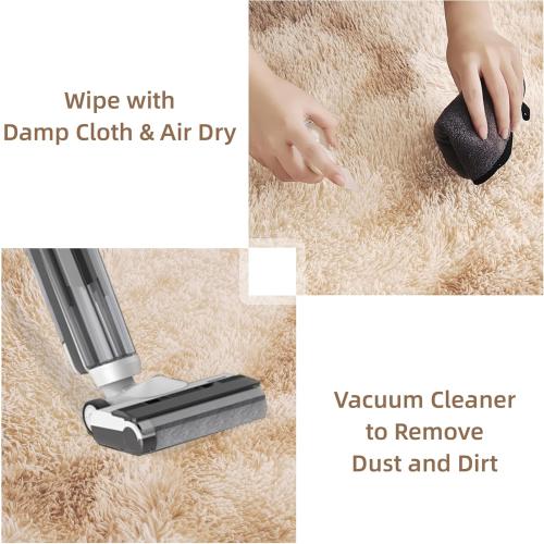 Litanika 4x6 Shag Area Rug for Living Room Bedroom, Tie-Dyed Beige High Pile Soft Plush Shaggy Furry Cream Bedside Playroom Dorm Carpet, Non-Slip, Non-Shedding Modern Indoor Floor Rug