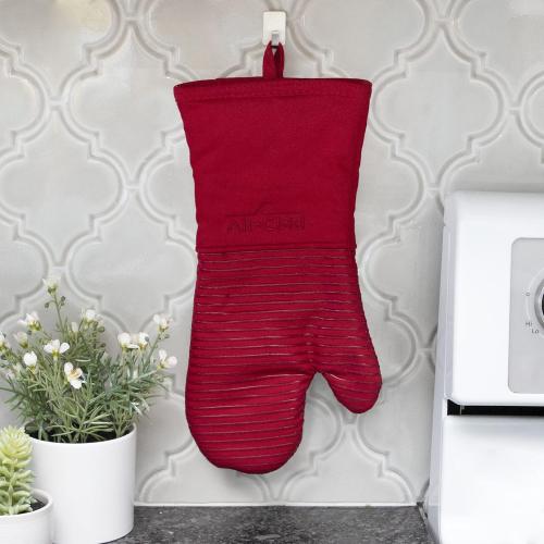 2pk All Clad Silicone Oven Mitt: Heat Resistant up to 500 Degrees - 100% Cotton & Silicone, 14x7 Oven Mitt for Kitchen and Barbeque,  Chili