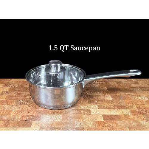 Concord Cookware 7-Piece Stainless Steel Cookware Set, includes Pots and Pans