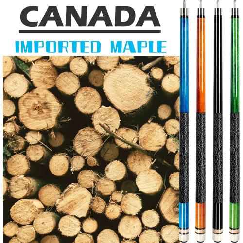 AKLOT Pool Cues,Set of 4 Pool 58 Cue Sticks Canadian Maple Wood Cue Stick for Professional Billiard Players 18 19 20 21 oz
