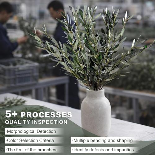 Bailikang 8PCS Premium Artificial Olive Branches for Vases - Realistic PU & Silk Faux Greenery Stems, 3 Sizes, Bendable Wire Stems, Low Maintenance Home/Office/Holiday Decor(No Vase