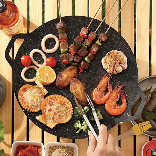Grill pan,grill pan for indoor cooking,grill pans for stove tops,15 Round BBQ Griddle for Induction,Gas Stove, Electric Cooktop, Indoor or Outdoor Grilling.