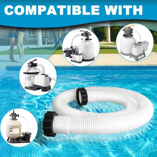 2 Pcs Pool Hoses for Above Ground Pools 1 1/2 Inch Diameter 59 Long Pool Pump Hose Replacement Filter Pump Hose Accessories