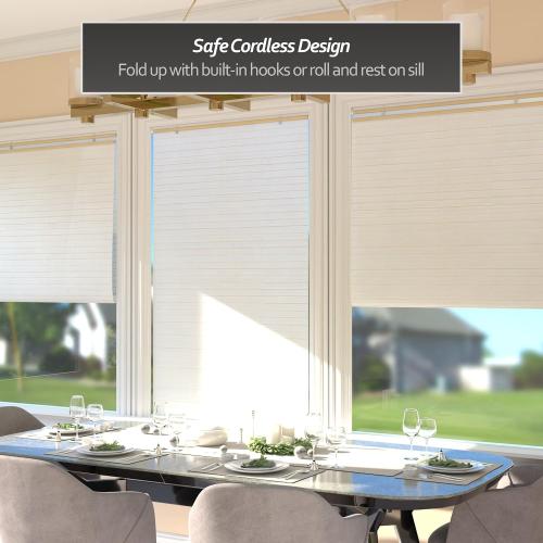 Red Lantern Rice Paper Cordless Window Shade Blinds - White - 36 Wide