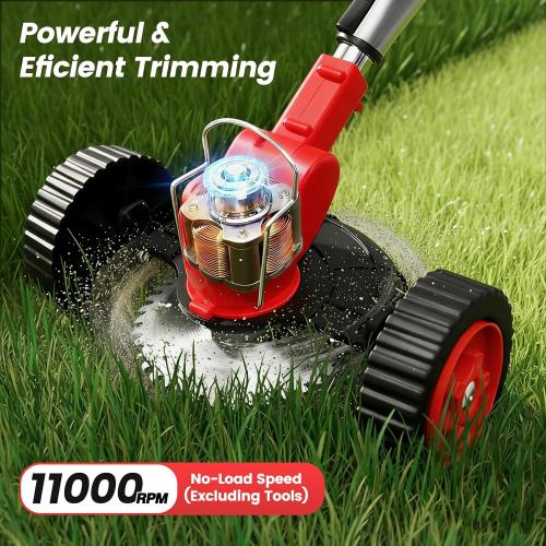 ALSO GO 24V Electric Weed Wacker, Cordless Grass Trimmer, 3 in 1 Weed Trimmer with 2pcs Batteries & Charger, Battery Powered Weed Eater/Brush Cutter/Edger with Wheels for Garden and Yard Lawn