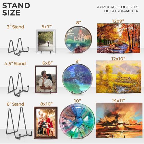 TR-LIFE Plate Stands for Display - 4.5 Inch Plate Holder Display Stand   Metal Frame Holder Stand for Picture, Decorative Plate, Book, Photo Easel