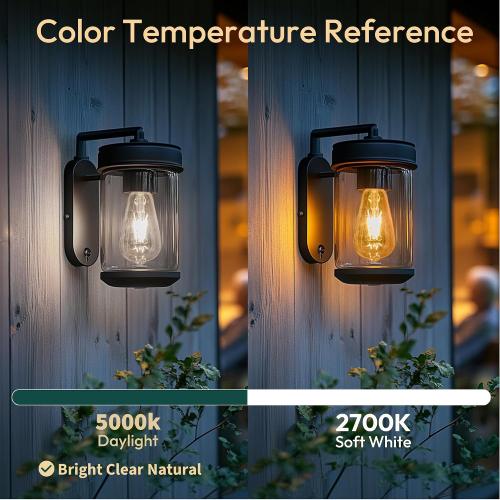 ALAMPEVER ST19 Dusk to Dawn LED Outdoor Light Bulb, 800LM Sunlight Sensor Light Bulbs, 7W (60W Equivalent), 5000K Daylight White, Automatic Light Bulb for Porch, Patio, Garage, 4 Pack, Non-Dimmable