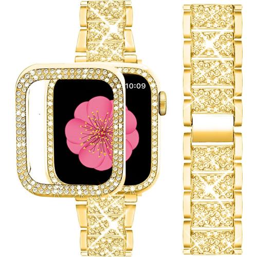 SUPOIX for Apple Watch Band S11/10 42mm Case,Bling Bands for Women-Gold