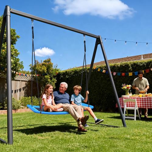 Trekassy 700lb Giant 60 Skycurve Platform Tree Swing for Kids and Adults | 900D Oxford Fabric, Adjustable Ropes, Curved Platform Design, 2 Hanging Straps for Backyard, Easy Assembly (Patented)