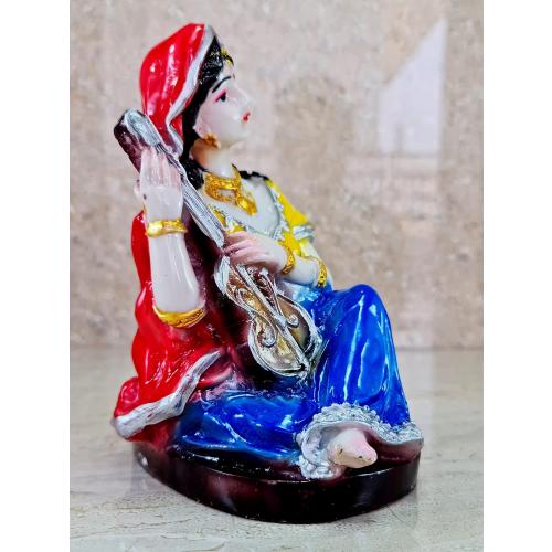 Set of 6 Size 6.6 eSplanade Resin Rajasthani Punjabi Musical Folks Showpiece Figurine Sculpture (Set of 6) | Decorative Items - Home Decor | Multicolour - 6.6 Inches (Yellow Multi)