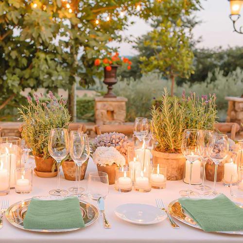 100 Pack Sage Green Napkins Cheesecloth Napkins 20x20 Inch Rustic Boho Gauze Napkin Cloth Bulk Washable Dinner Table Napkin for Wedding Party Bridal Baby Shower Table Decor(Sage Green)