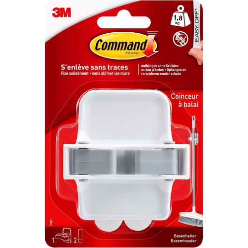 Command 17007 Broom Holder Holds up to 1.8 kg Load, 1 Hook and 2 Strips
