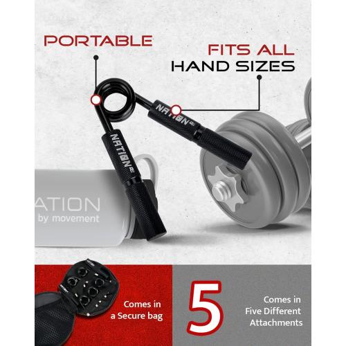 4 PCS WOD Nation Adjustable Hand Grip & Forearm Strengthener - 100-300 lb, Platinum Black, V-Shape Wrap Handles - Wrist Strengthener - Hand Gripper Trainer - Heavy Duty Grip Trainer Set - Fitness Equipment