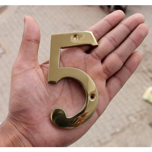 eSplanade 4 Brass House Hotel Door Number Plaque Numeric Numerical Digit 0-9 (5 (Five))