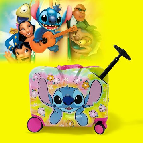 Fast Forward 18 Lilo And Stitch Kids Ride on Luggage-HardShell Rolling Travel Suitcase-Lightweight Ride On Suitcase For Kids