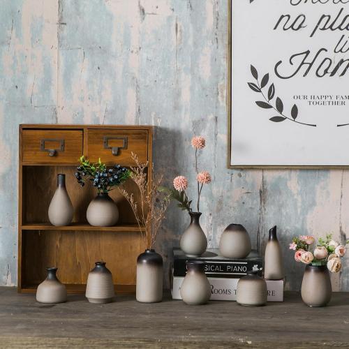 JOJUNO Rustic Bud Vase, Ceramic Small Vase Set of 11, Mini Vases for Fresh and Dried Flowers, Modern Farmhouse Home Decor, Pottery Vases for Living Room, Shelves, Centerpieces for Dining Table