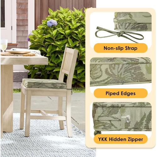 Size 18.5 x 16x 3 Color Green Outdoor Square Corner Seat Cushion, 18.5x16x3, Set of 4, Non Slip Seat Cushion Pads with Removable Cover for Patio Furniture, Garden Yard Lawn, Dark Green Vine