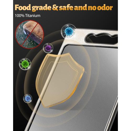 Titanium Cutting Board Double Sided for Kitchen,Knife Sharpener & Garlic Grater Wheat Straw   PP with Juice Groove Large Chopping Board（15×10In） Kitchen Necessities for Home
