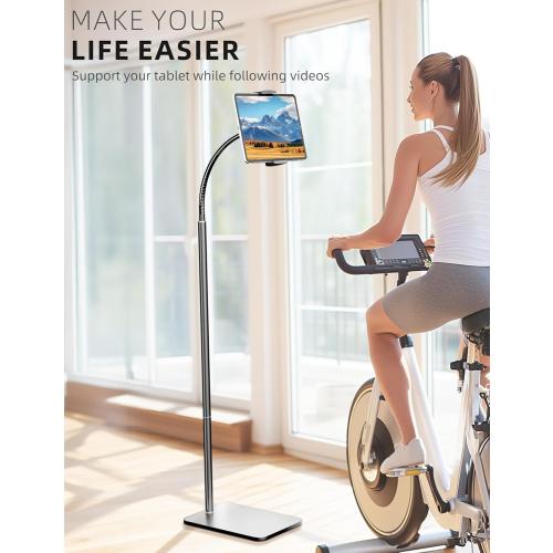 iPad Stand, Adjustable Tablet Floor Stand Metal Tablet Holder with Flexible Gooseneck, Compatible with iPad, Kindle, and Cell Phones (4.7''-13''), Ideal for Hands-Free Use