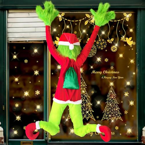 Green Monster Christmas Decorations, 5.2FT Christmas Tree Decor, Pose-able Xmas Stuffed Green Santa Body for Outdoor Indoor Yard Lawn Decoration