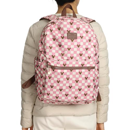 Disney Mickey Mouse Adult Pink Checkered 16.5 Travel Backpack