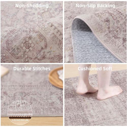 Washable Boho Bedroom Area Rugs: 3'x5' Small Entryway Rug Stain Resistant Tribal Distressed Accent Rug Non Slip Low Pile Soft Carpets for Entrance Front Door Floor Kitchen Bedside Living Room Office