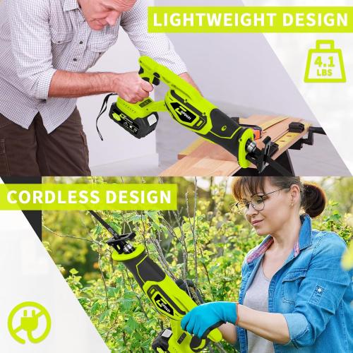 Cordless Reciprocating Saw,Brushless Cordless Saws With 21V 4.0Ah Battery Powered Electric, 0-3500SPM Variable Speed,12 Saw Blades Kit for Wood/Metal/PVC Cutting Included