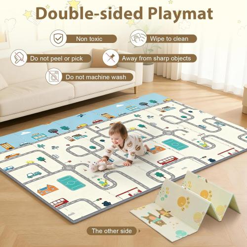 Baby Playpen with Mat 79x71inch - Extra Large Play Pen for Babies and Toddlers Indoor & Outdoor Baby Playard with Soft Breathable Mesh Cover - Sturdy Foam Infant Gate Playpen(Apricot)