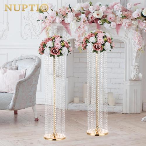 NUPTIO Large Flower Balls for Centerpieces - 2 Pcs 13.8in Diameter Dusty Rose & White Artificial Flower Ball Arrangement Bouquet Wedding Centerpieces for Tables - Fake Rose Flowers for Weddings Decor