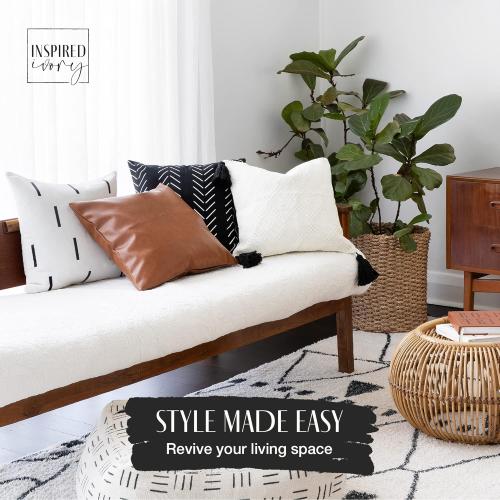 INSPIRED IVORY Boho Throw Pillow Covers - Set of 4 Decorative Farmhouse Pillow Cases for Living Room - Toss Pillow Covers 18x18 for Couch Sofa Bed - Urban Collection