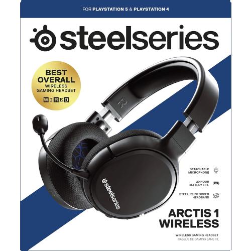 SteelSeries Arctis 1 Wireless Gaming Headset for Playstation – USB-C Wireless – Detachable ClearCast Microphone – for PS5, PS4, PC, Nintendo Switch, Android – Black