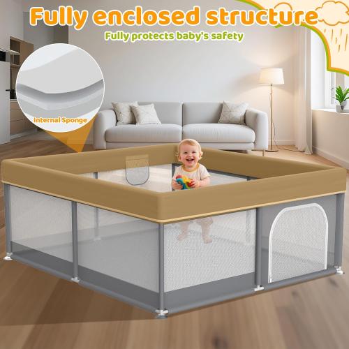 50x50 Small Baby Playpen - Full Cover Anti-Collision Grey Playard for Babies and Toddlers Space-Saving Safety Play Yard Indoor Activity Center for Apartments Gray