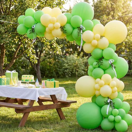 RUBFAC  Lime Green Balloons Different Sizes 18 12 10 5 Inch Light Fruit Neon Green Latex Balloon Garland Arch Kit for Birthday Party Dinosaur Jungle Baby Shower Decoration