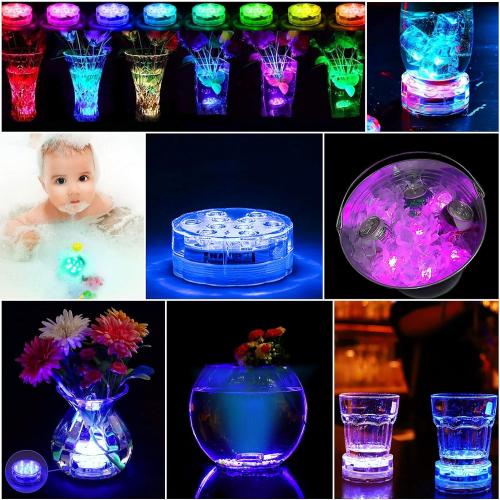 YiaMia Submersible Led Battery Operated Spot Lights with Remote, Decorative Fish Bowl Small Lamps for Aquarium Vase Base Pond Wedding Halloween Party