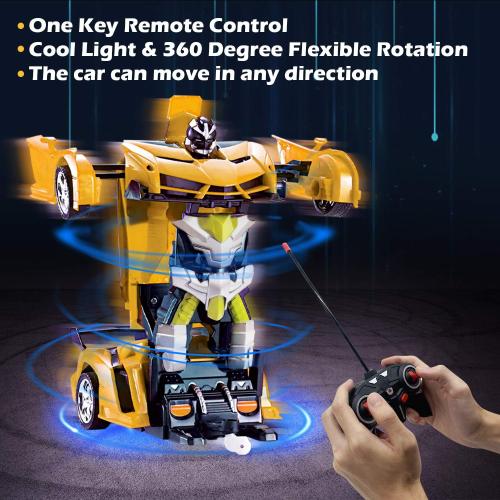Remote Control Car - Transform Robot Toys for Boys Teens, Rechargeable RC Cars with Lights, 2.4Ghz RC Car 1:18 Rechargeable 360° Rotating Race Transform Car Birthday Christmas Gifts for Kids