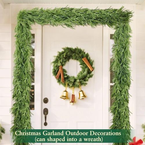 Thick Real Touch Christmas Norfolk Pine Garland Realistic, 6 Ft by 12 Inch Christmas Garland with 120 Branch Tips, Artificial Greenery Garlands for Xmas Holiday Table Fireplace Mantle Indoor Outdoor