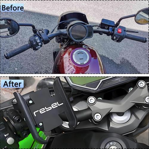 for Honda Rebel 300 500 1100 CMX300 CMX500 CMX1100 Motorcycle Phone Holder Auxiliary Handlebar Nav Mount Fits Mobile Phones of 2.55-3.93 in