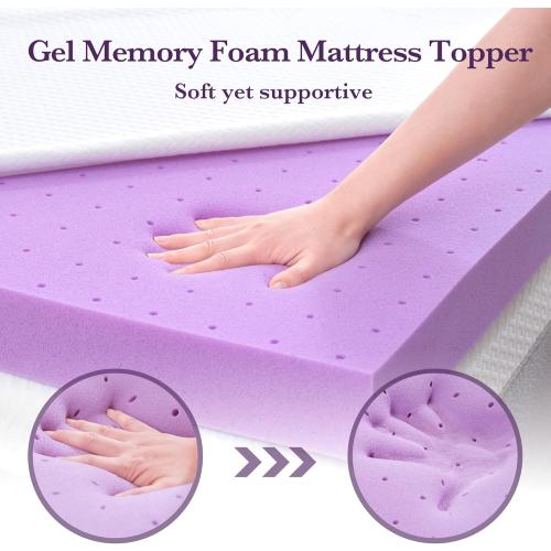 White SINWEEK 2 Inch Gel Memory Foam Mattress Topper with Cooling Cover Ventilated Soft Mattress Pad, Bed Topper, CertiPUR-US Certified