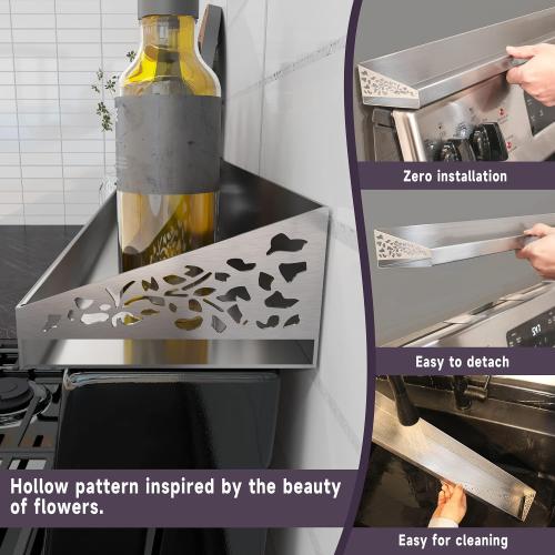 STUTOV 30 Magnetic Stove Top Shelf – Stainless Steel Spice Rack and Seasoning Organizer – Kitchen Shelf for Back of Stove – Over Stove Rack and Storage Organizer