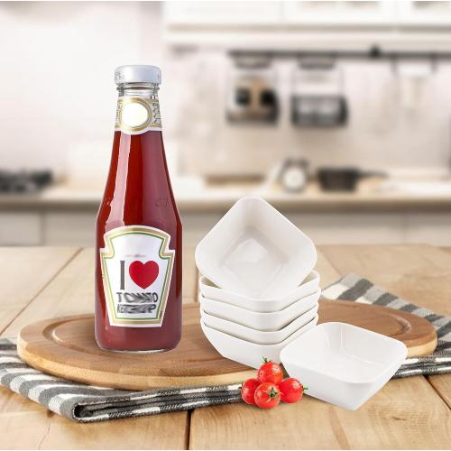 Ultra-Strong 3 Oz 6 Pack Ceramic Dip Bowls Set, Mini Bowl Soy Sauce Plate, Condiment Server, Can be Used for Ketchup, Vinegar,BBQ and Party Dinner