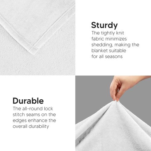 Utopia Bedding Fleece Blanket Throw Size White 300GSM Luxury Anti-Static Fuzzy Soft Microfiber Blanket for Couch, Sofa and Bed (60x50 Inch)