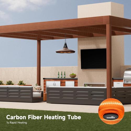 Ceiling Electric Outdoor Heater Wall-Mounted Hanging Patio 1500W Infrared Carbon Fiber Tube Heating Wall Heater for Gazebo, Balcony, Brown ‼️doesn’t come with remote‼️
