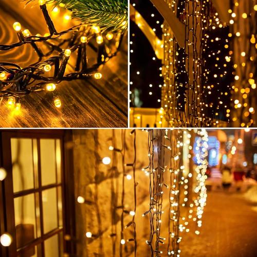 100FT 300 LED Christmas String Lights Outdoor Tree Lights Green Wire Twinkle Lights for Bedroom with 8 Modes Memory Function & Timer Plug in Xmas Decorations Holiday Indoor Decor Warm White