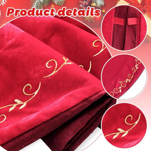 HyDren 100 Inch Christmas Velvet Tree Skirt Gold Bronzing Embroidery Christmas Tree Decorations Vintage Party Favors Rustic Holiday Decor(Red)