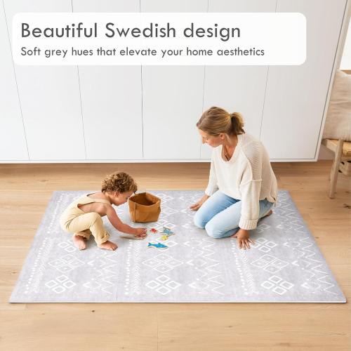 Lillefolk Baby Foam Play Mat - Baby Playmat | Tiles for Kids Interlocking Mat - Foam Baby Mat for Babies & Toddlers - Non Toxic Play Mat for Baby Tummy Time Mat 6x4ft Gray