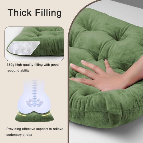 OVOV 4 Pack Chair Cushions for Dining Chairs Soft Seat Cushions for Kitchen Desk Chairs Square Chair Pads with Ties (15.5x15.5 Green)
